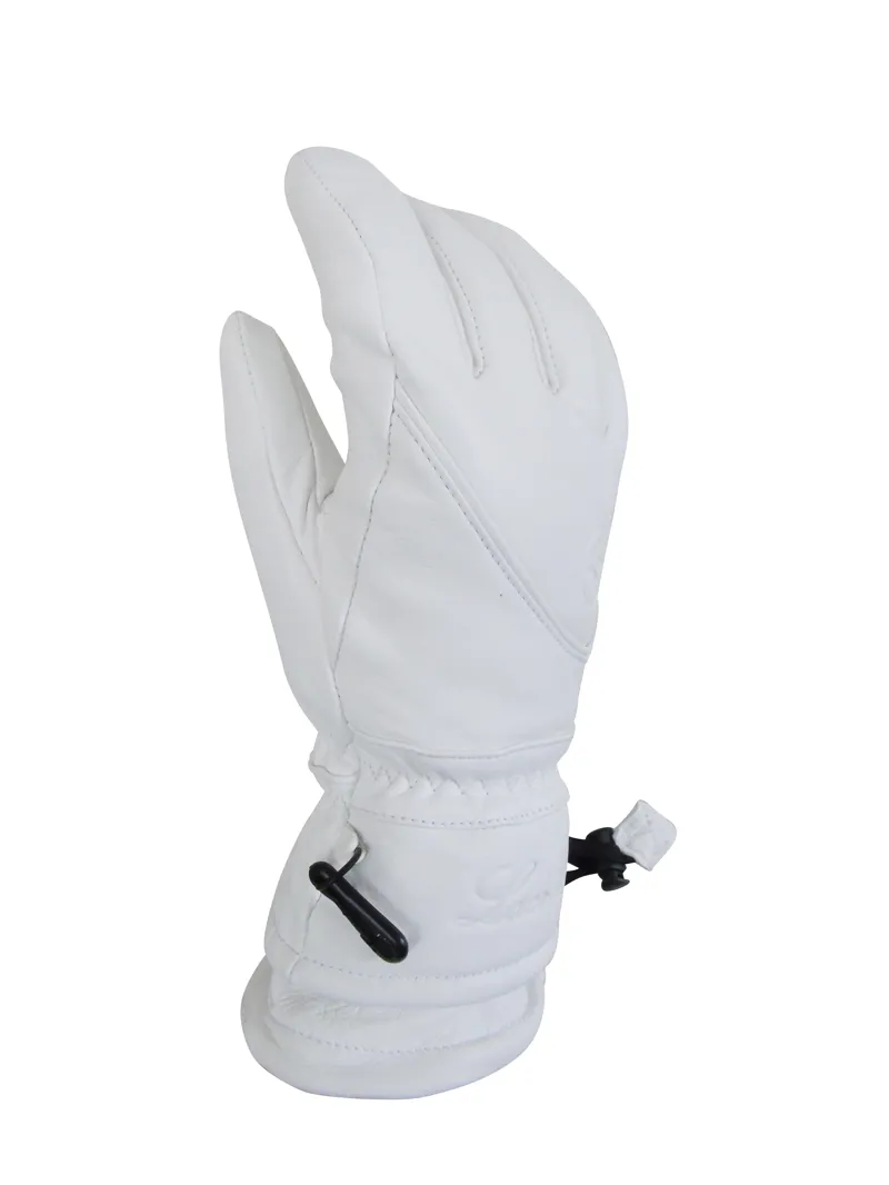 white leather ski gloves