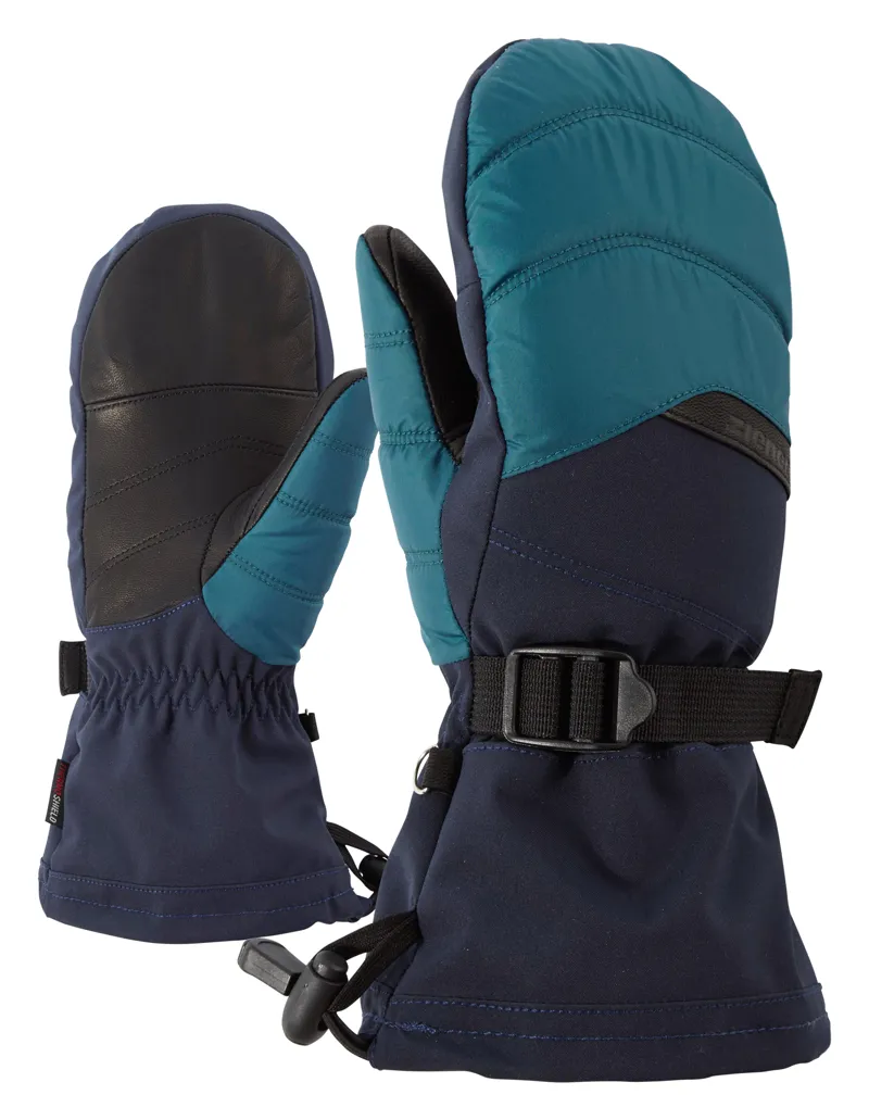 blue ski mittens