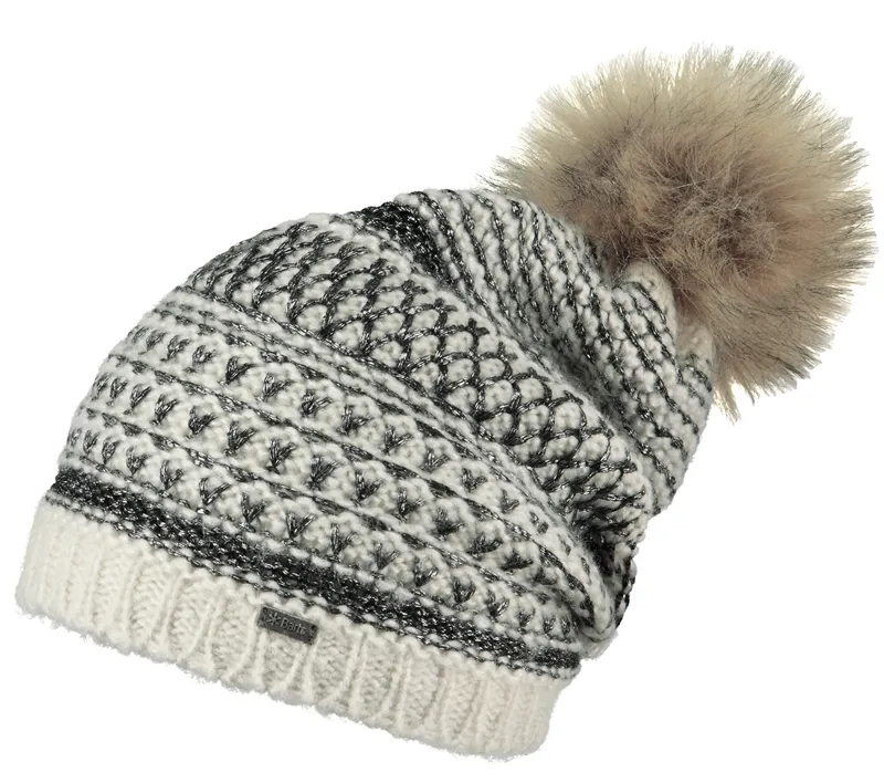 Barts Aurora Ladies Fur Pompon Beanie Hat Marscapone Cream