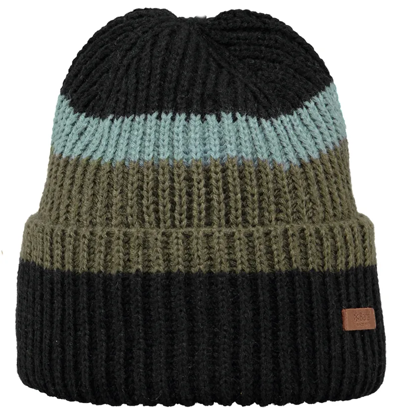 Barts Dirg Mens Striped Beanie Hat Black