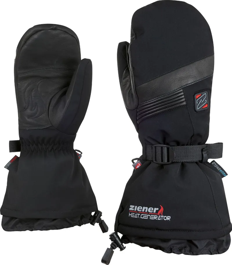 Ziener Gabes Battery Heated Ski Mitten Black