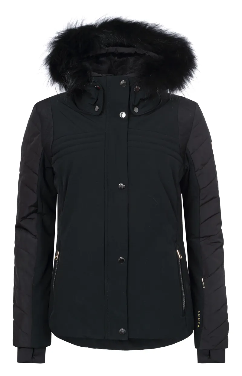 Luhta Bettina Ladies warmest insulated fur trim ski jacket Black