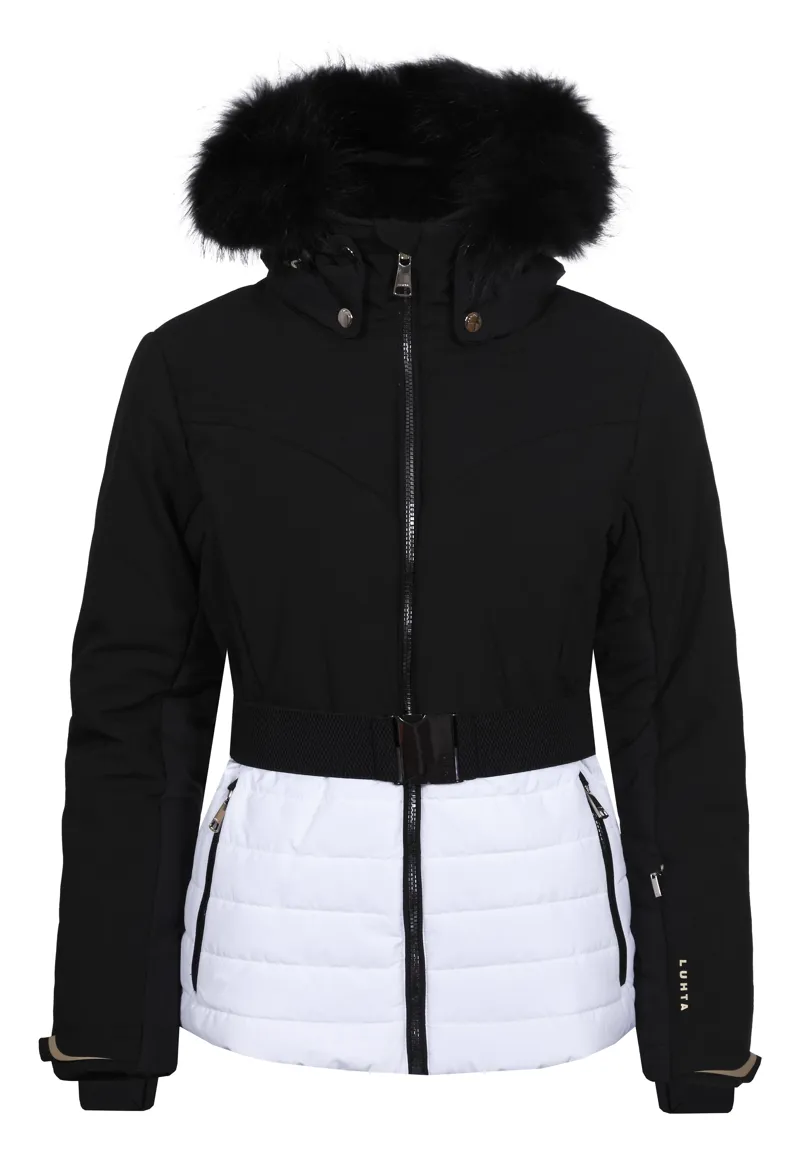 Luhta Bieta Ladies Ski Jacket warmest insulated fur Black White