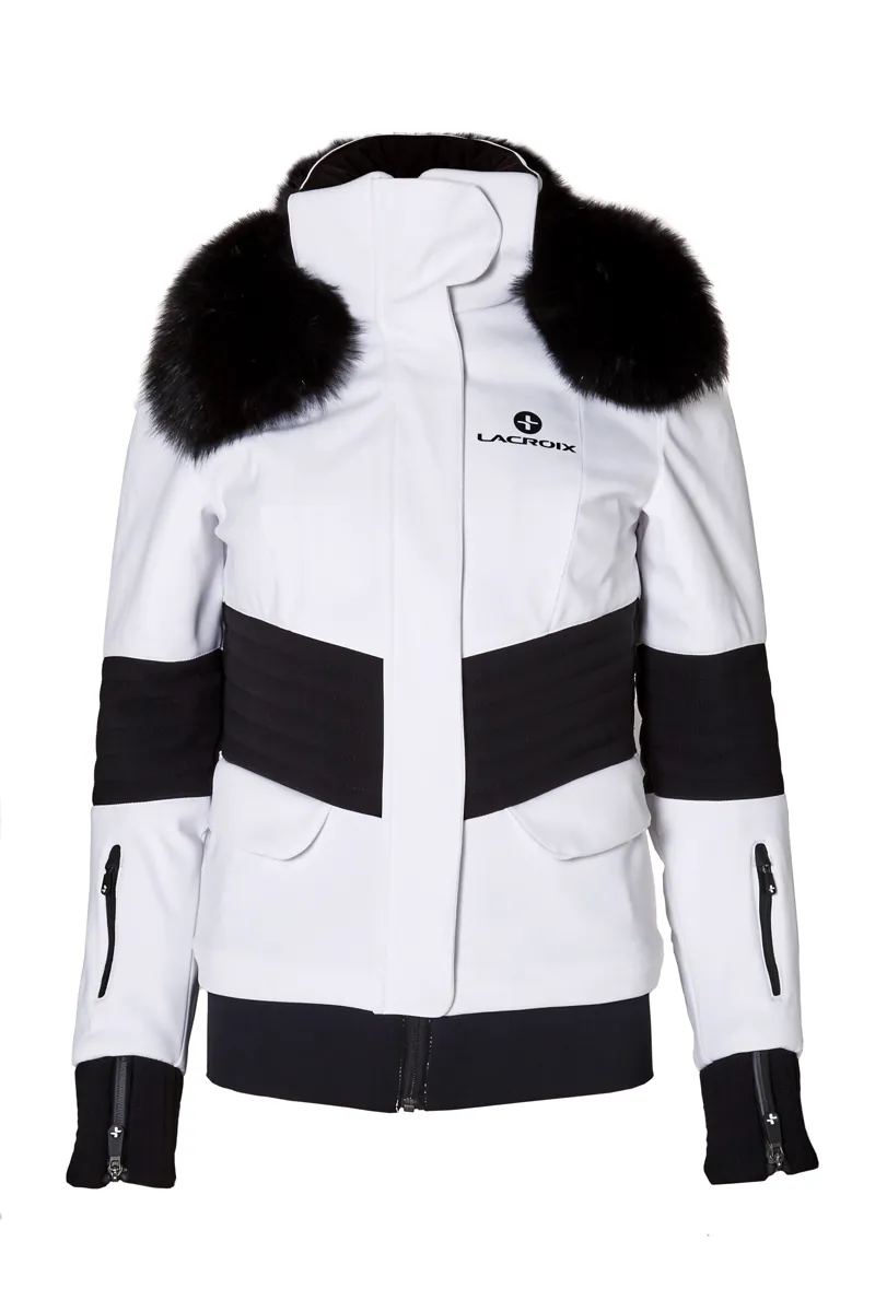 Lacroix Aspen Ladies Ski Jacket White with Black Fur Collar