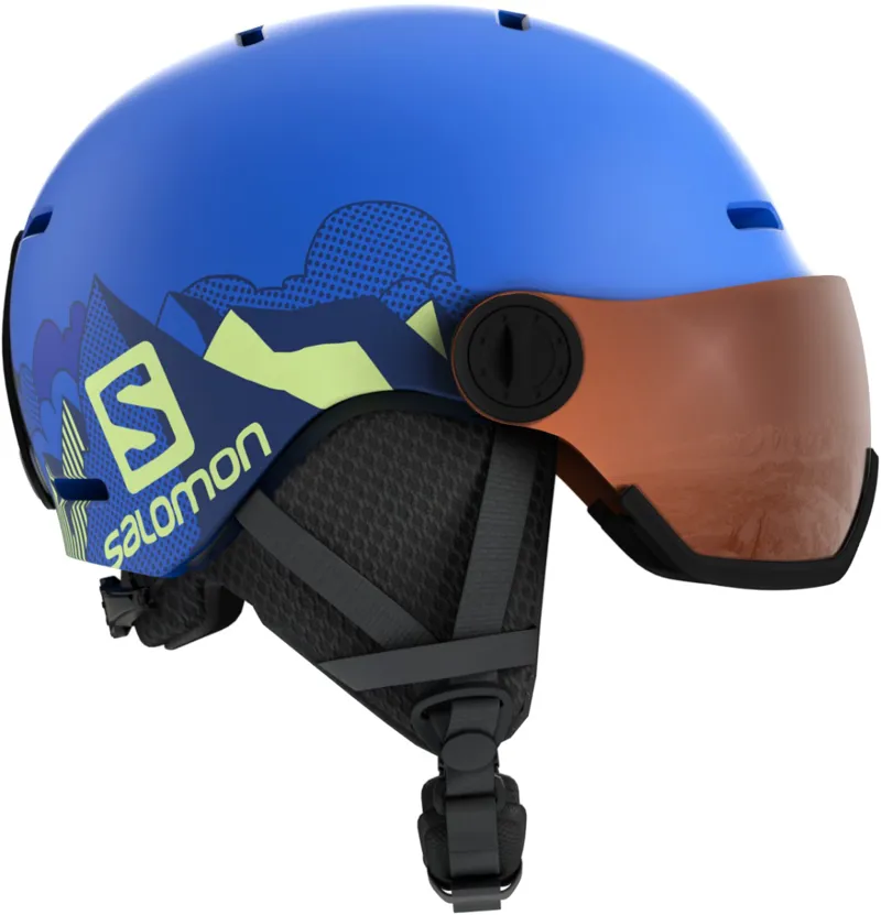 2023 Salomon Grom Visor Jr Kids Ski Helmet Pop Blue