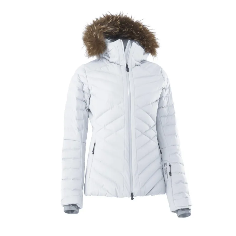 womens ski jacket white fur hood