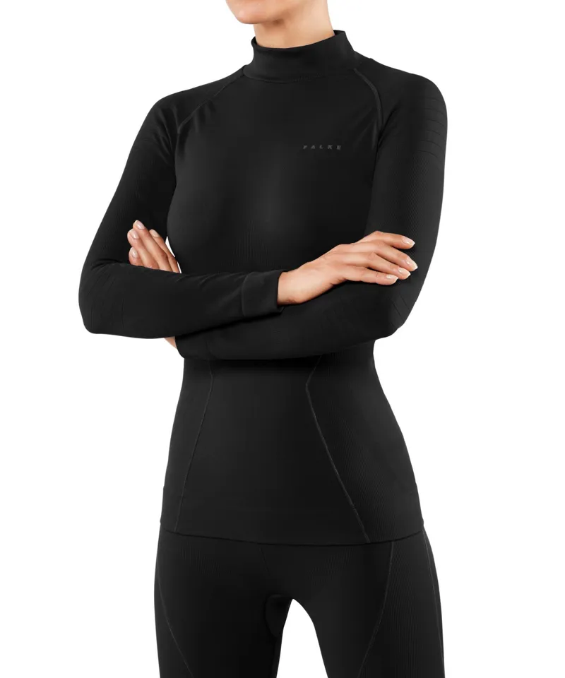 2023 Falke Max Warm turtleneck Womens base layer top Black