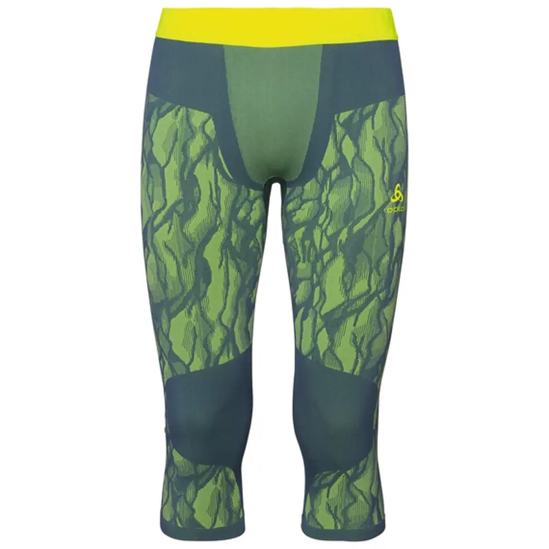 Odlo Blackcomb Mens Thermal Baselayer 3/4 Pants 2020 Sea/Yellow