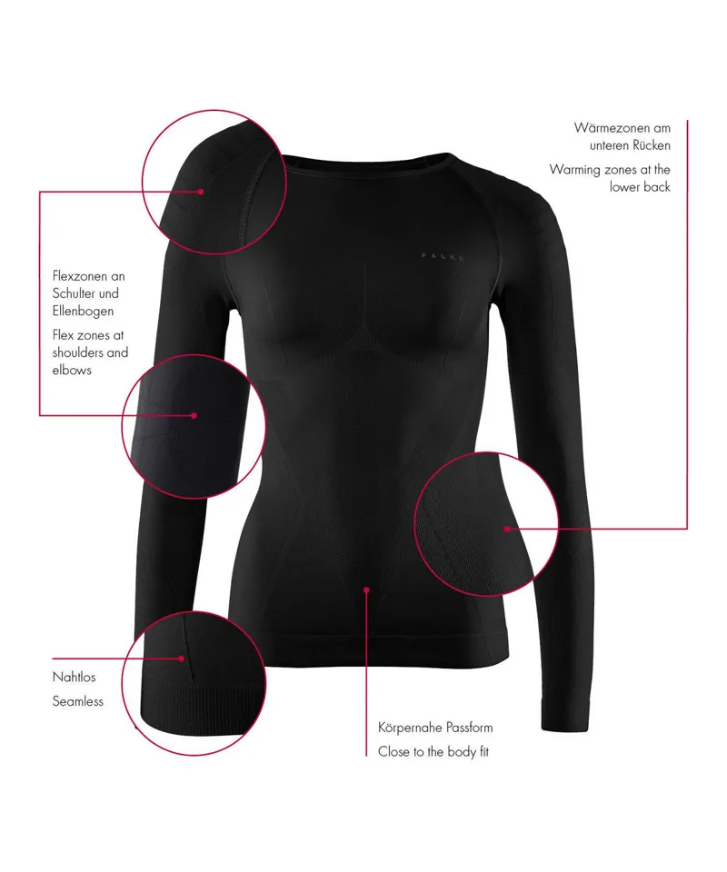 2024 Falke crew neck Womens base layer top black-3