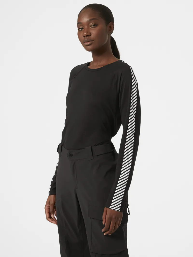 2025 Helly Hansen Lifa Active stripe Womens  base layer top black-2