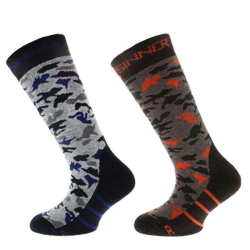2027 Sinner Ski Socks Jr 2 Pack Camo Black