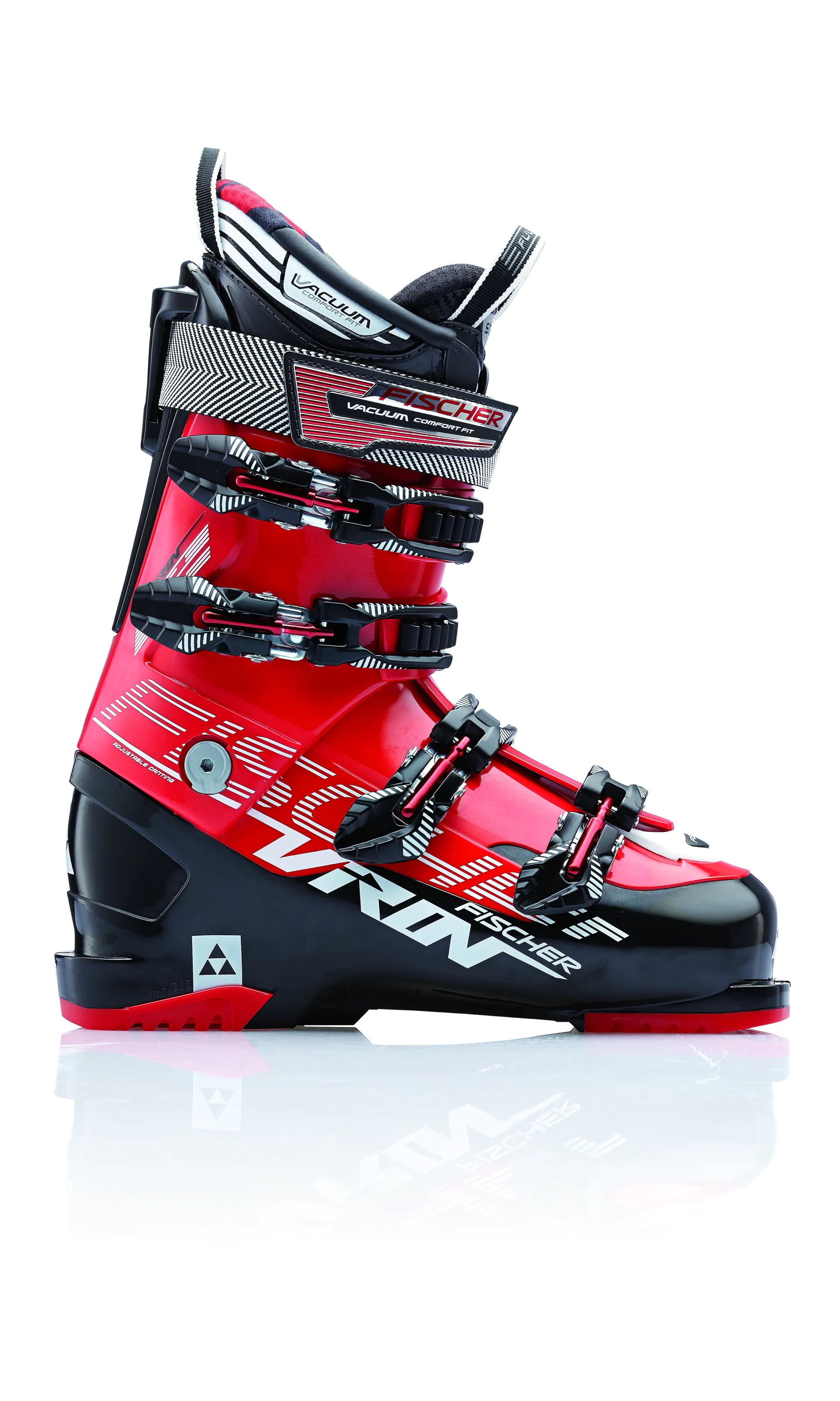Fischer alpine ski boots; size 11 1/2; Soma Viron 95; 29.5; red/black ski boots FISCHER VIRON, sanitized, somatec, black/trans  main image 4