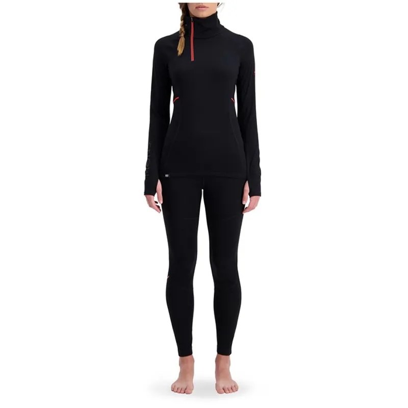 Mons Royale Olympus 3.0 Ladies 1/2 Zip Merino Thermal Top 2020 Black-2