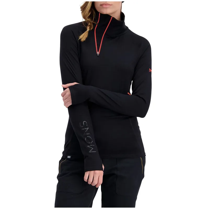 Mons Royale Olympus 3.0 Ladies 1/2 Zip Merino Thermal Top 2020 Black-4