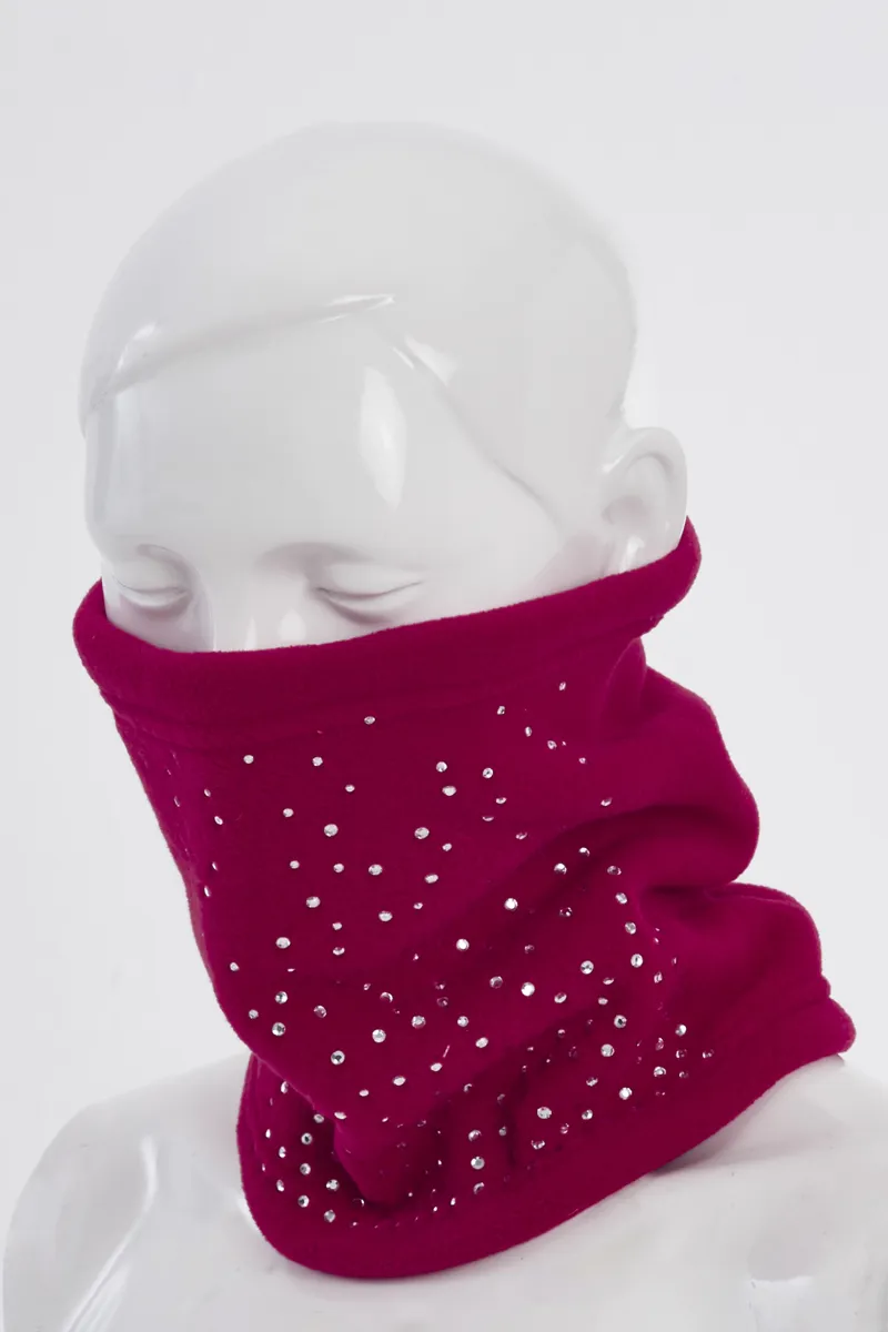 Marini Silvano Ladies Neck Warmer with Crystals Red