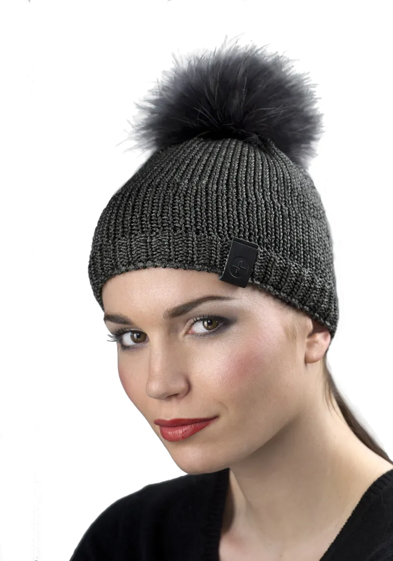 Lacroix Nunki Fur Pompom Ladies Hat Silver Grey