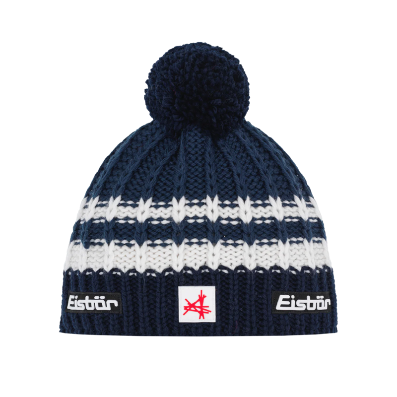 2026 Eisbar Kova pompom beanie hat navy/white
