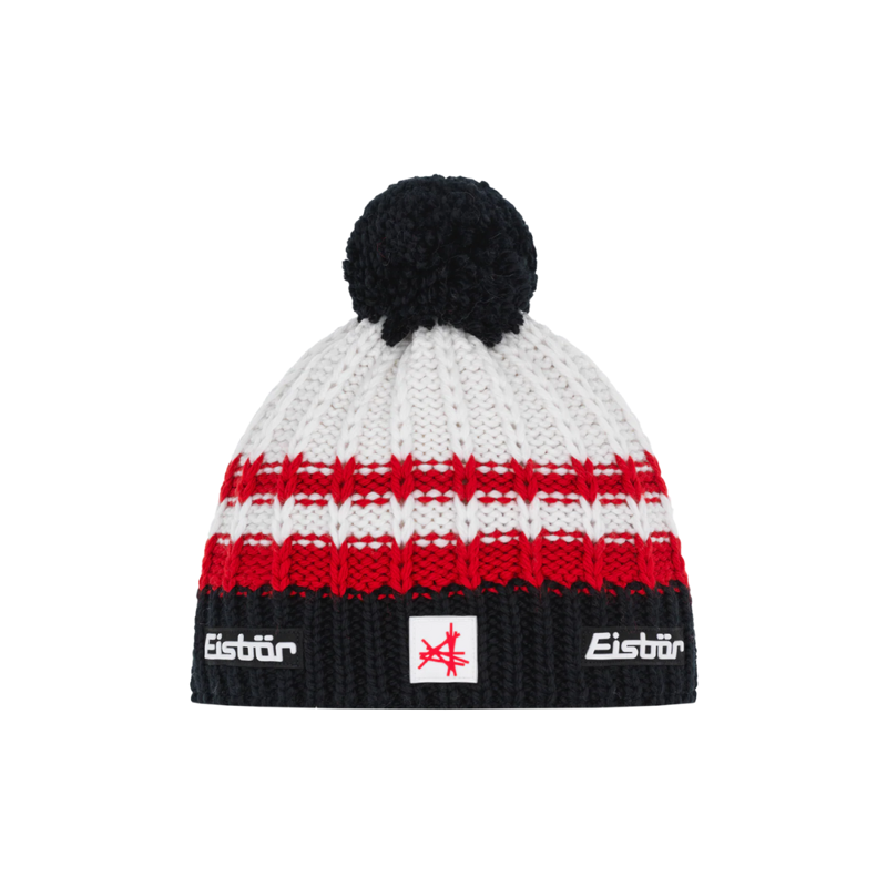 2026 Eisbar Kova pompom beanie hat Black/Red