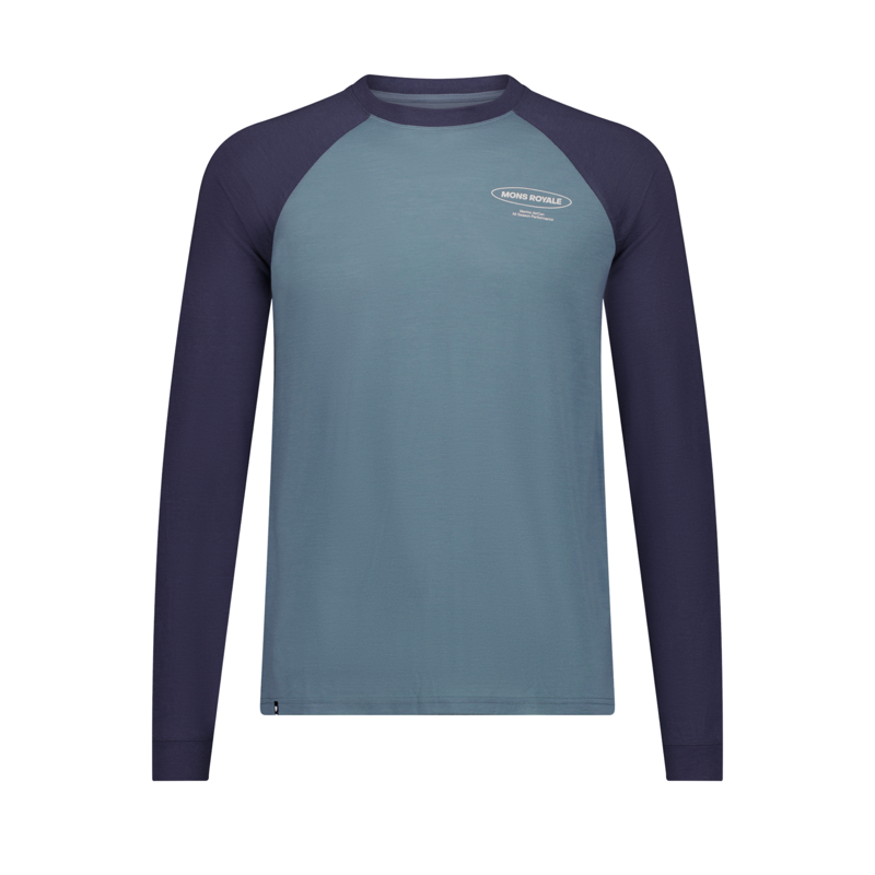 2026 Mons Royale Icon Raglan mens base layer top blue