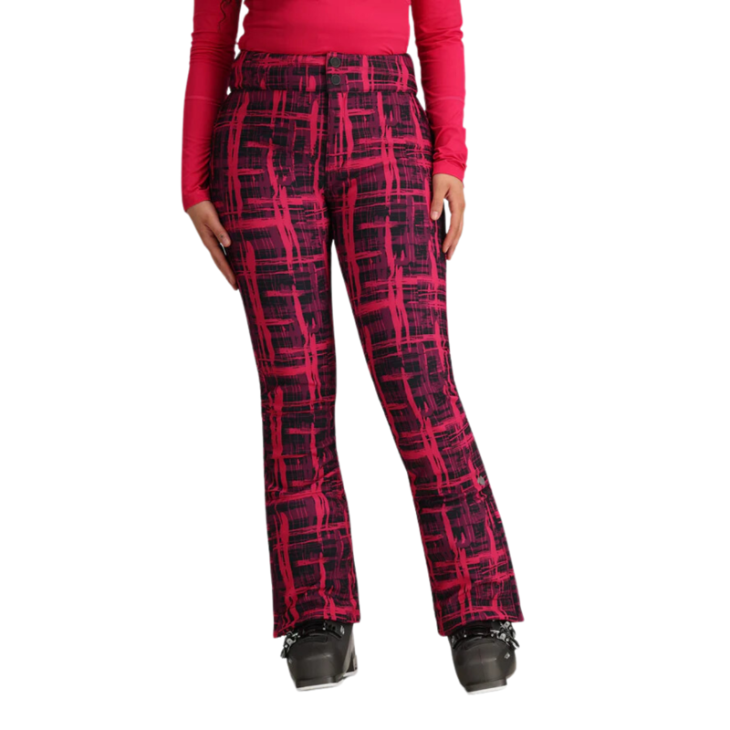2025 Obermeyer Bond women's ski pants pink plaid-1
