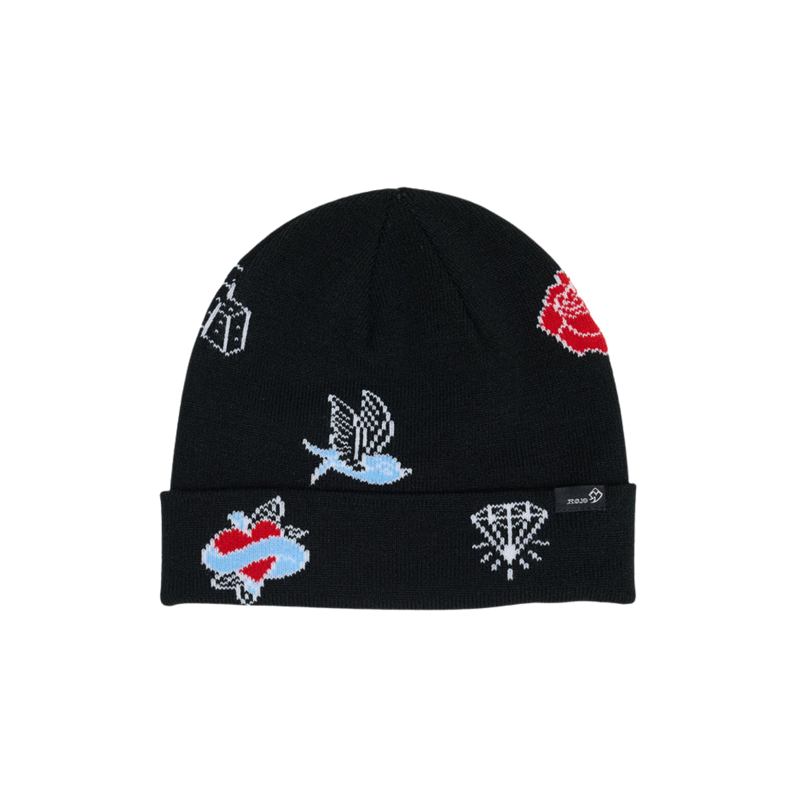 2027 Rojo Blue Bird Dayz Womens Beanie Hat Black