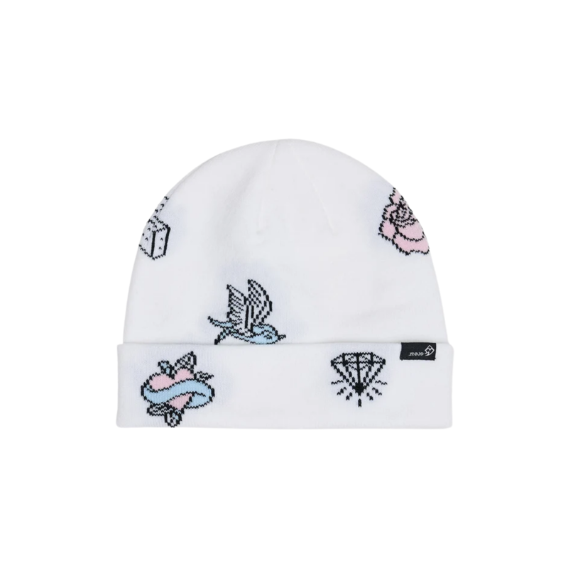 2027 Rojo Blue Bird Dayz Womens Beanie Hat Snow White