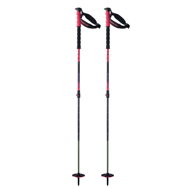 2027 Salomon Steep Pro Vario S3 Ski Poles Black/Pansy Red