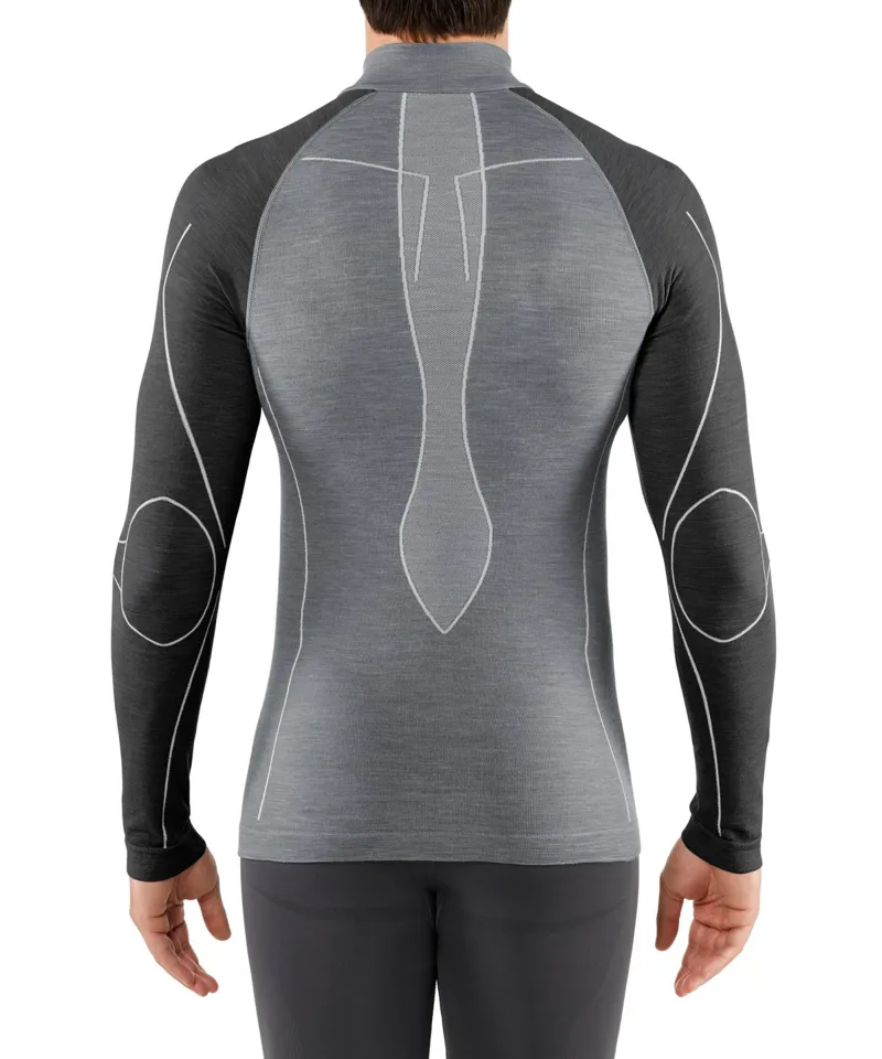 2023 Falke Wool Tech Zip mens base layer top Grey-1
