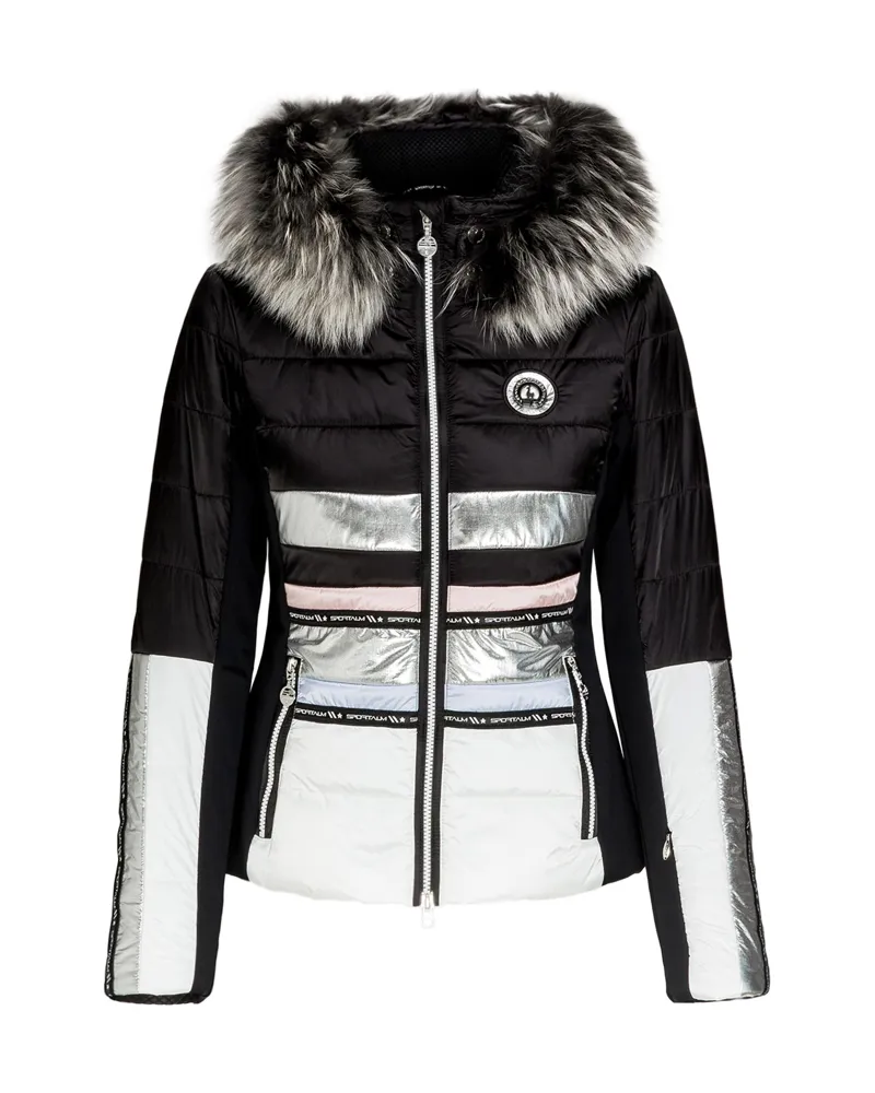 womens ski jacket white fur hood